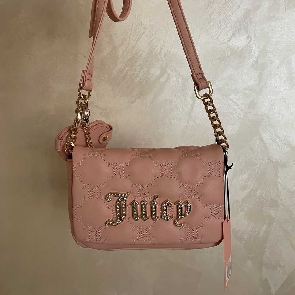 Juicy Couture Pink Crossbody Bag with Gold Accents